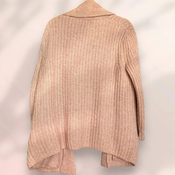 HATCH RIBBED WOOL AND COTTON-BLEND CARDIGAN IN Blush Pink - Picture 6 of 10